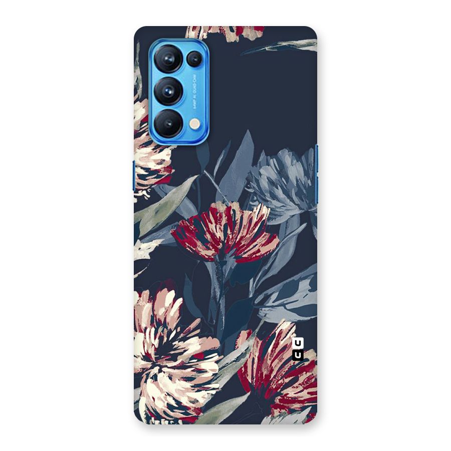Red Rugged Floral Pattern Back Case for Oppo Reno5 Pro 5G