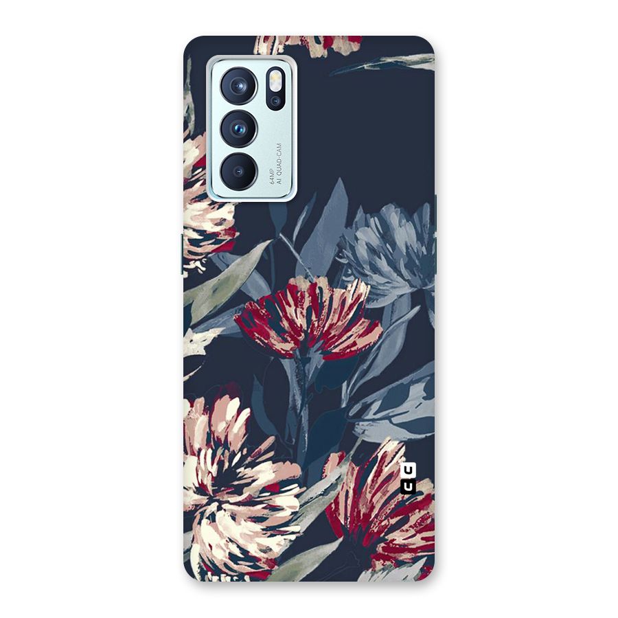 Red Rugged Floral Pattern Back Case for Oppo Reno6 Pro 5G