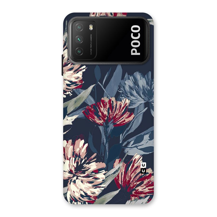 Red Rugged Floral Pattern Back Case for Poco M3