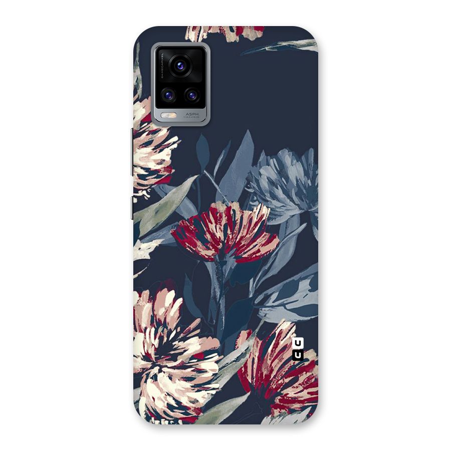 Red Rugged Floral Pattern Back Case for Vivo V20