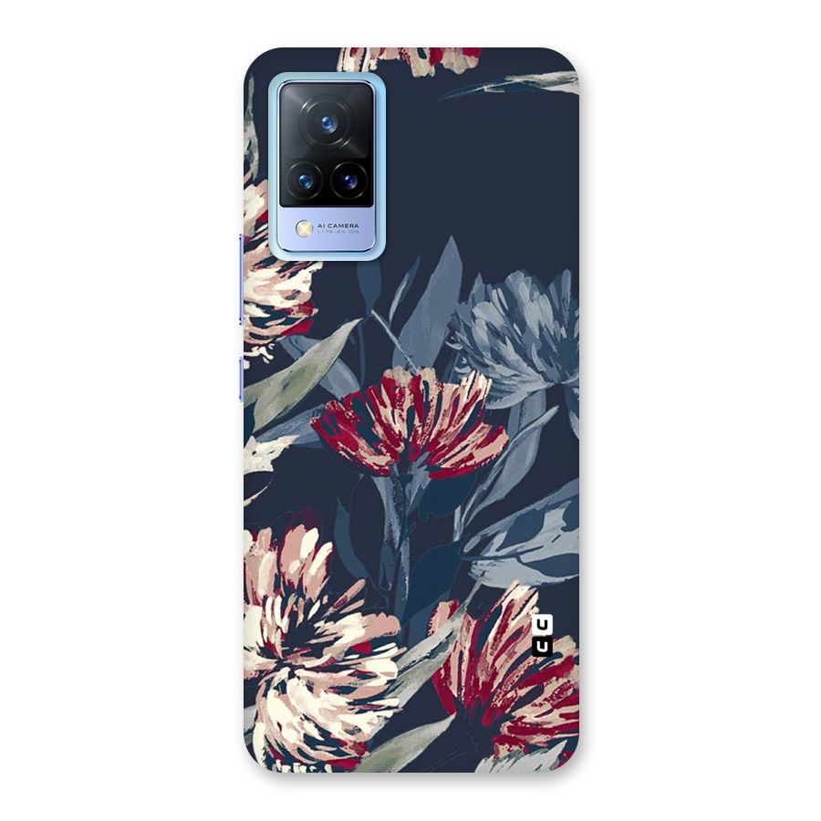Red Rugged Floral Pattern Back Case for Vivo V21 5G