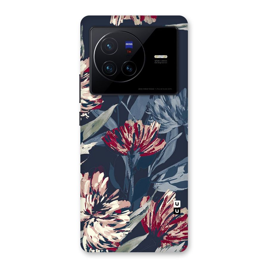 Red Rugged Floral Pattern Back Case for Vivo X80