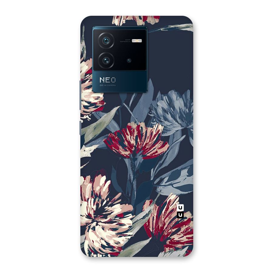 Red Rugged Floral Pattern Back Case for Vivo iQOO Neo 6 5G