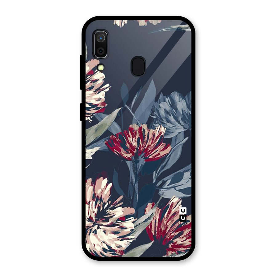 Red Rugged Floral Pattern Glass Back Case for Galaxy A30