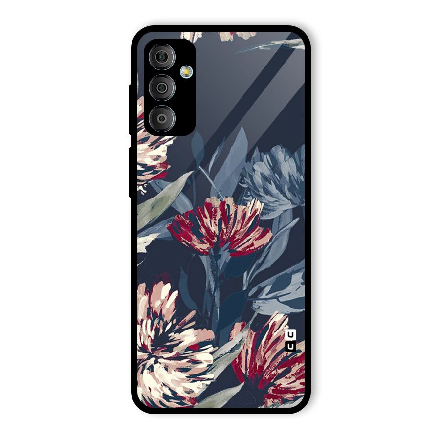 Red Rugged Floral Pattern Glass Back Case for Galaxy F23
