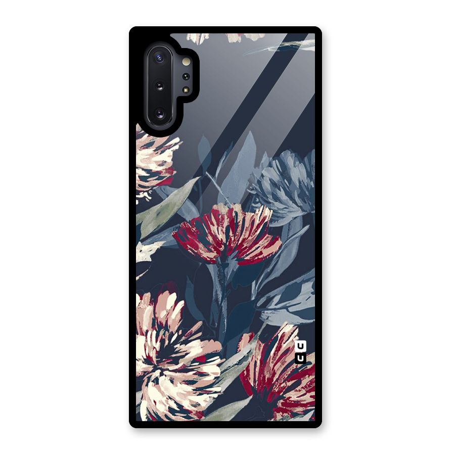 Red Rugged Floral Pattern Glass Back Case for Galaxy Note 10 Plus