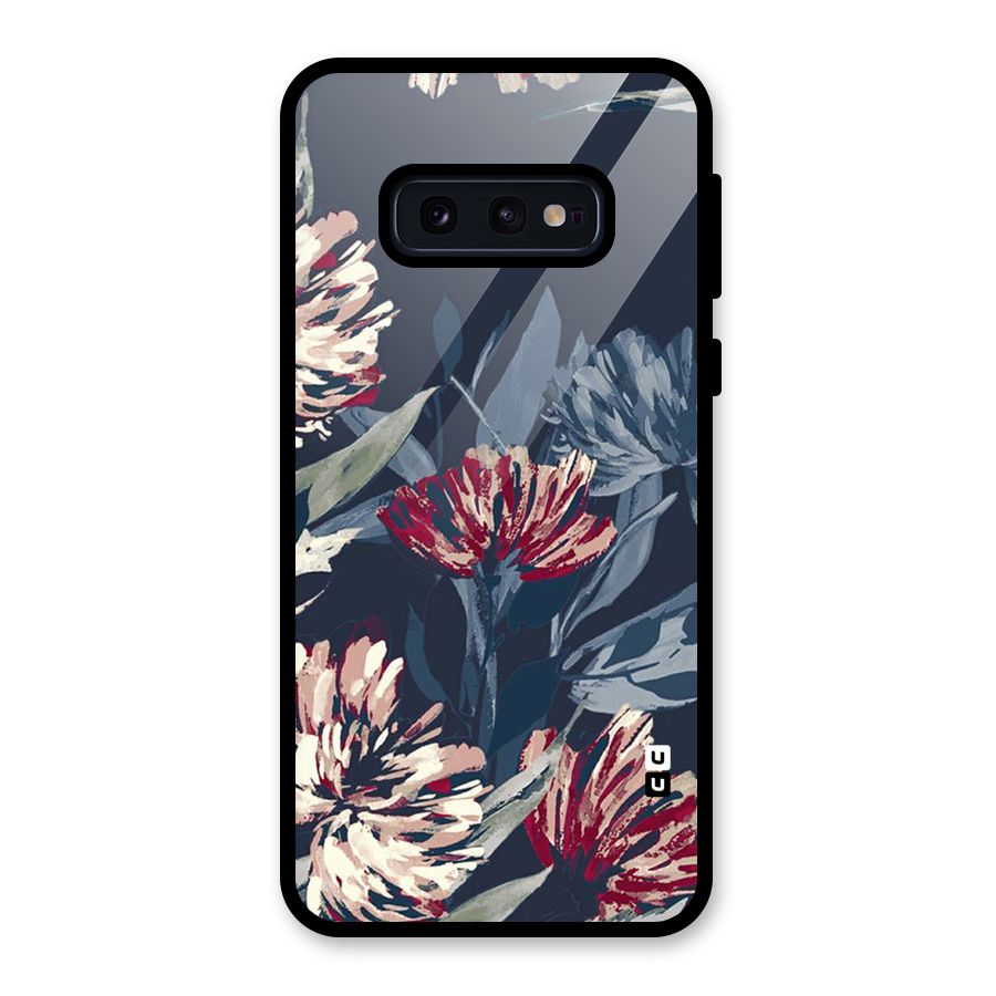 Red Rugged Floral Pattern Glass Back Case for Galaxy S10e