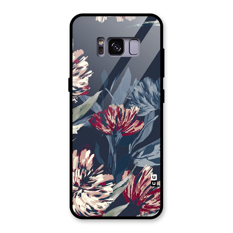 Red Rugged Floral Pattern Glass Back Case for Galaxy S8