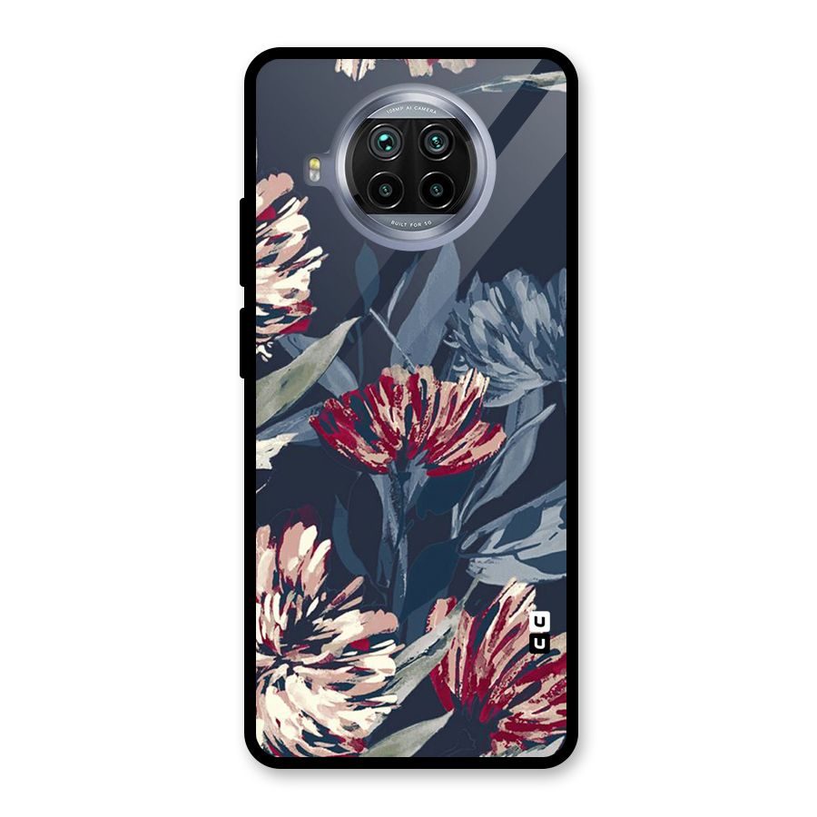Red Rugged Floral Pattern Glass Back Case for Mi 10i