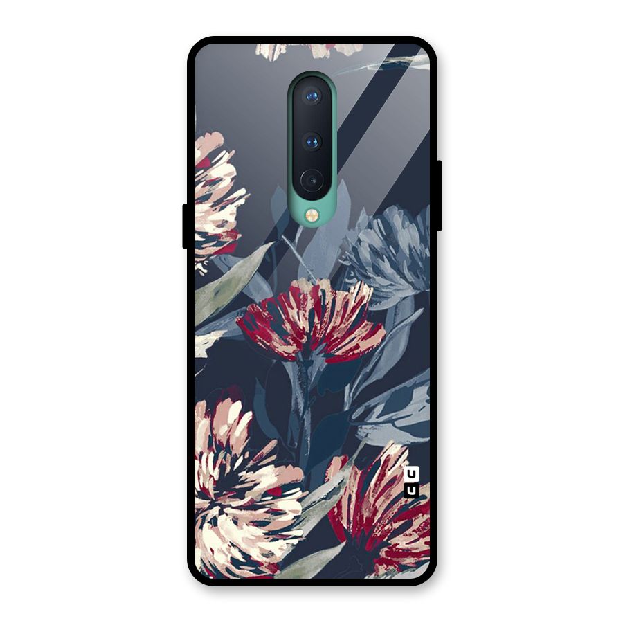 Red Rugged Floral Pattern Glass Back Case for OnePlus 8