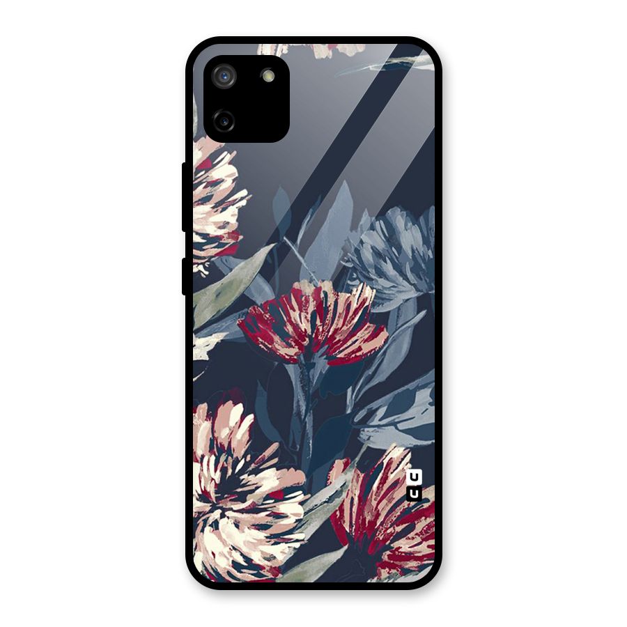 Red Rugged Floral Pattern Glass Back Case for Realme C11