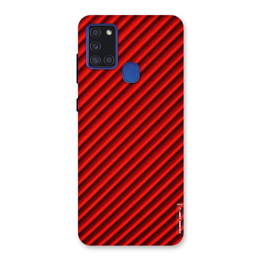 Red Rugged Stripes Back Case for Galaxy A21s