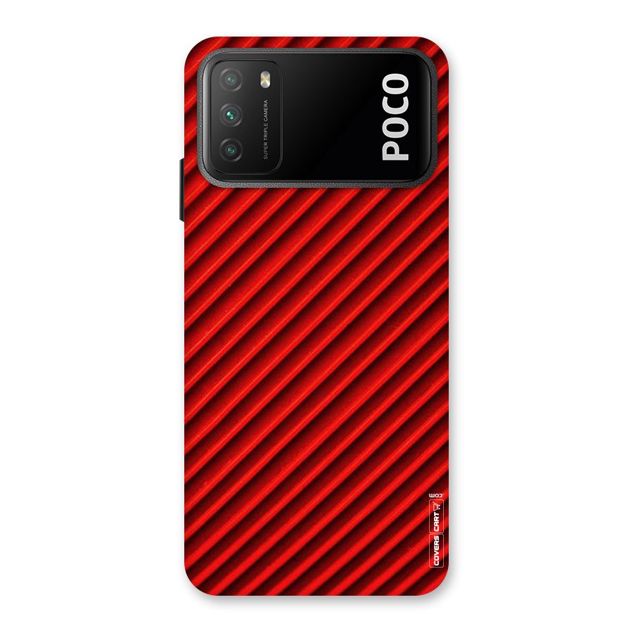 Red Rugged Stripes Back Case for Poco M3