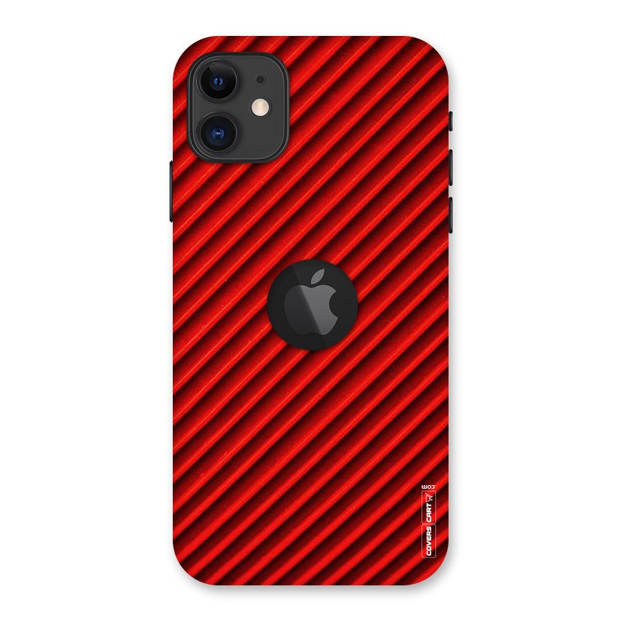 Red Rugged Stripes Back Case for iPhone 11 Logo Cut