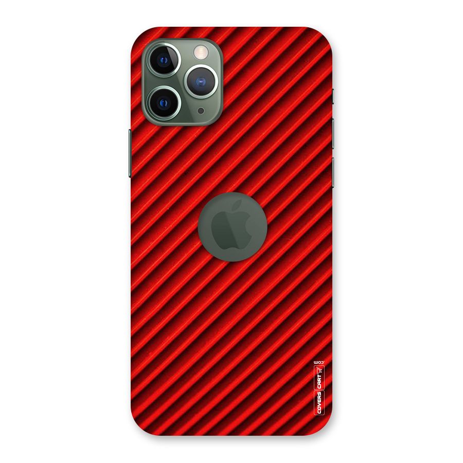Red Rugged Stripes Back Case for iPhone 11 Pro Logo  Cut