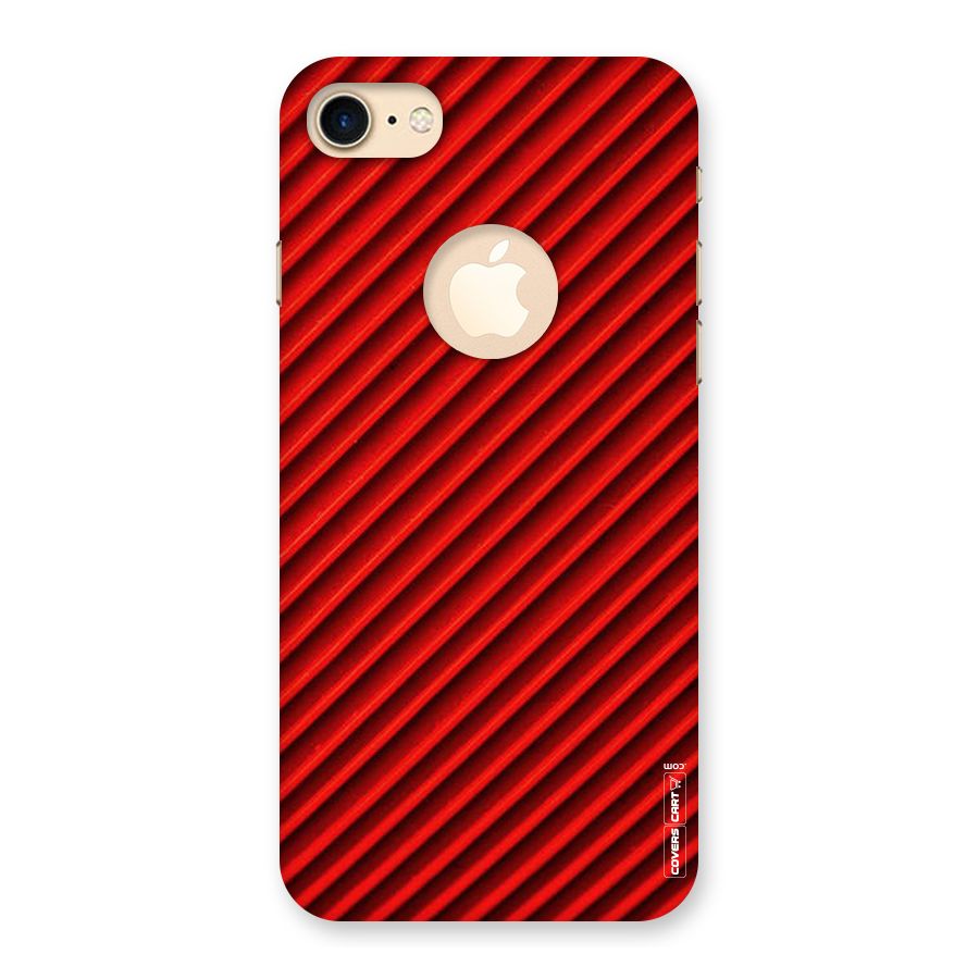 Red Rugged Stripes Back Case for iPhone 7 Logo Cut