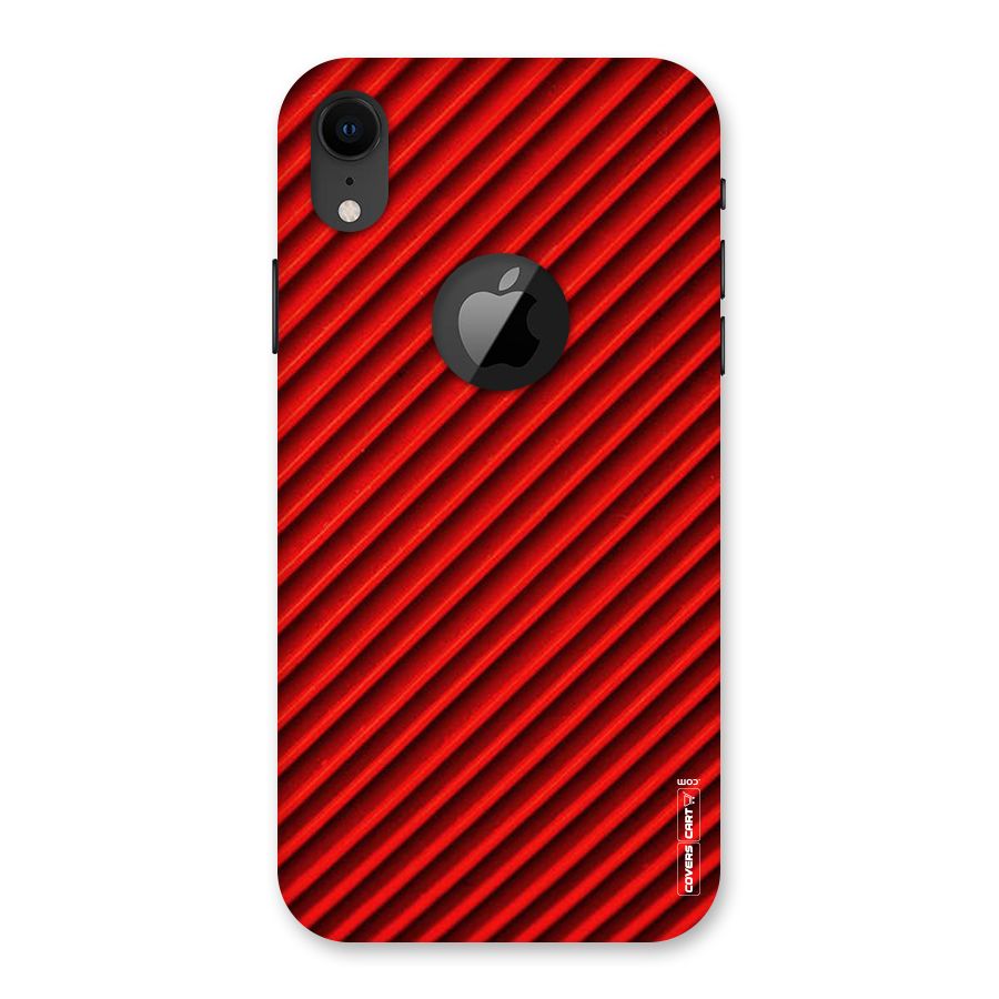 Red Rugged Stripes Back Case for iPhone XR Logo Cut