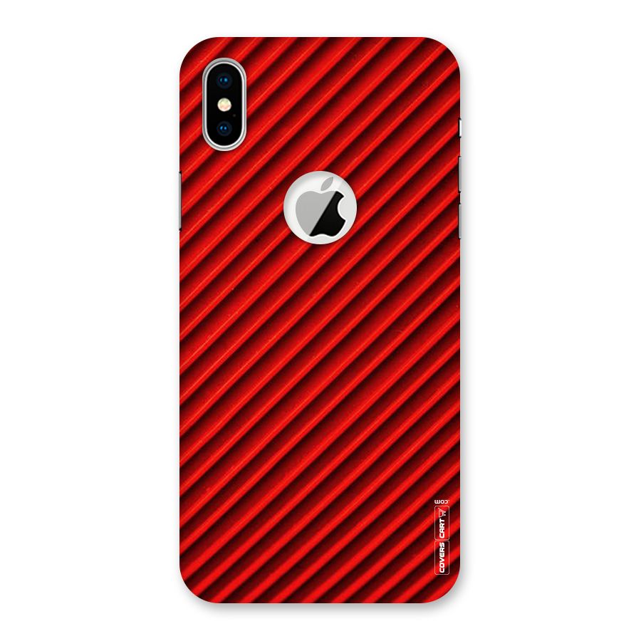 Red Rugged Stripes Back Case for iPhone XS Logo Cut