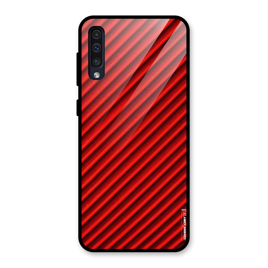 Red Rugged Stripes Glass Back Case for Galaxy A50