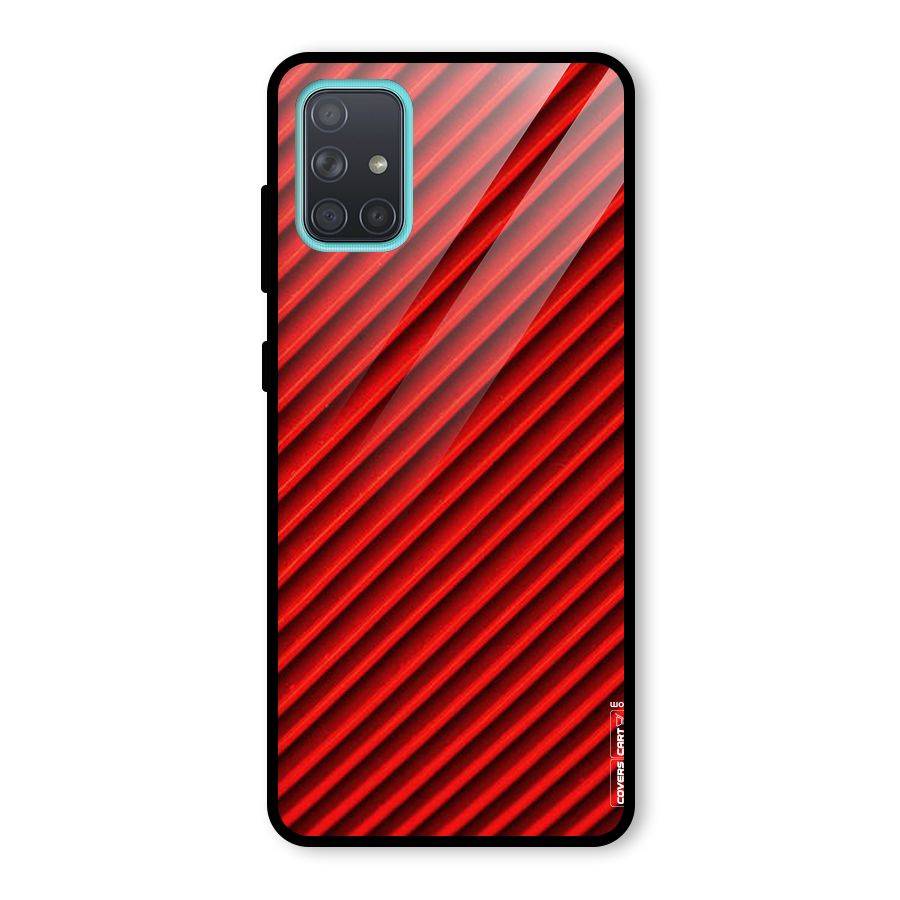 Red Rugged Stripes Glass Back Case for Galaxy A71