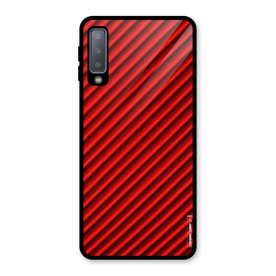 Red Rugged Stripes Glass Back Case for Galaxy A7 (2018)