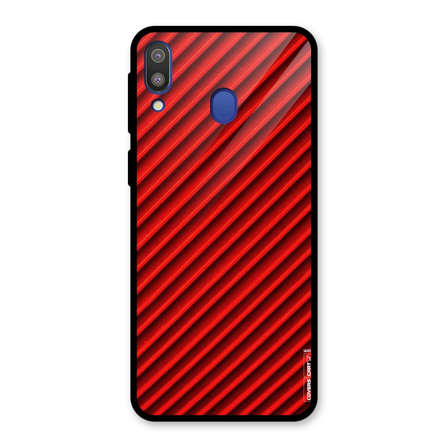 Red Rugged Stripes Glass Back Case for Galaxy M20