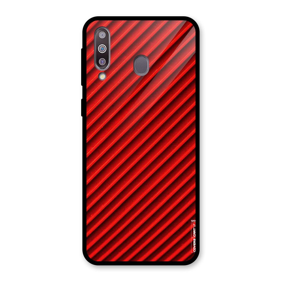 Red Rugged Stripes Glass Back Case for Galaxy M30