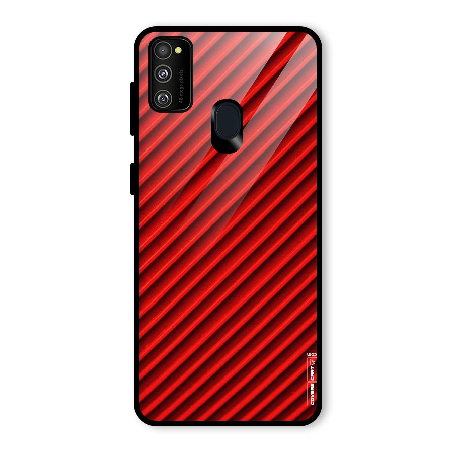 Red Rugged Stripes Glass Back Case for Galaxy M30s