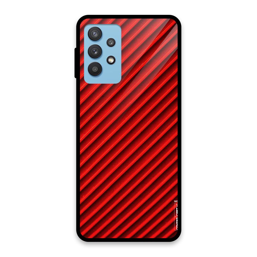 Red Rugged Stripes Glass Back Case for Galaxy M32 5G