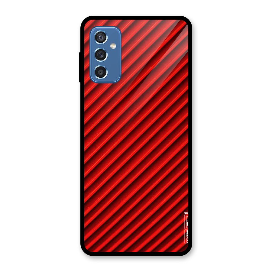 Red Rugged Stripes Glass Back Case for Galaxy M52 5G
