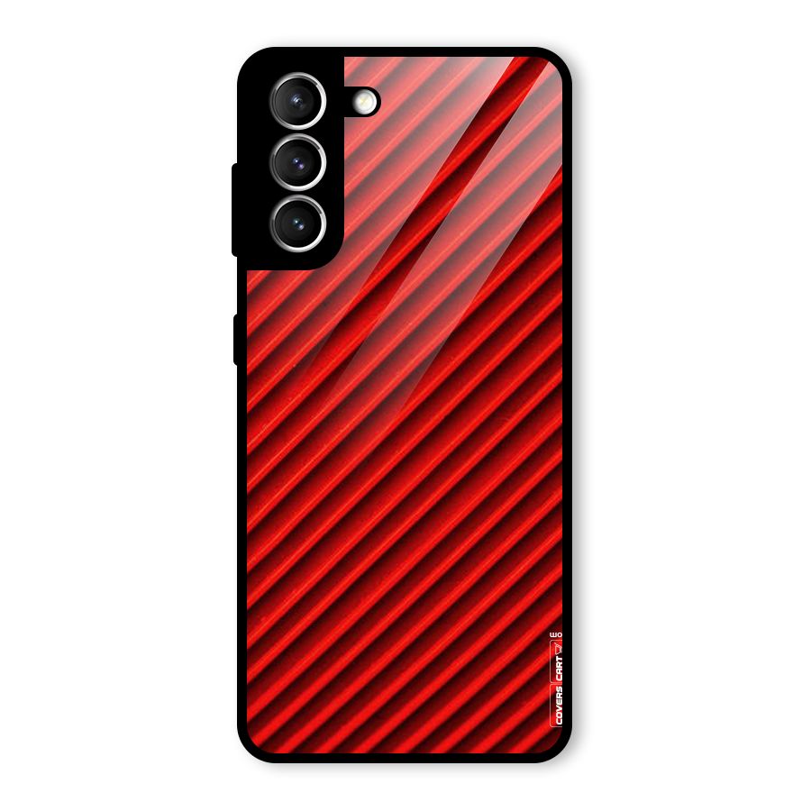 Red Rugged Stripes Glass Back Case for Galaxy S21 5G
