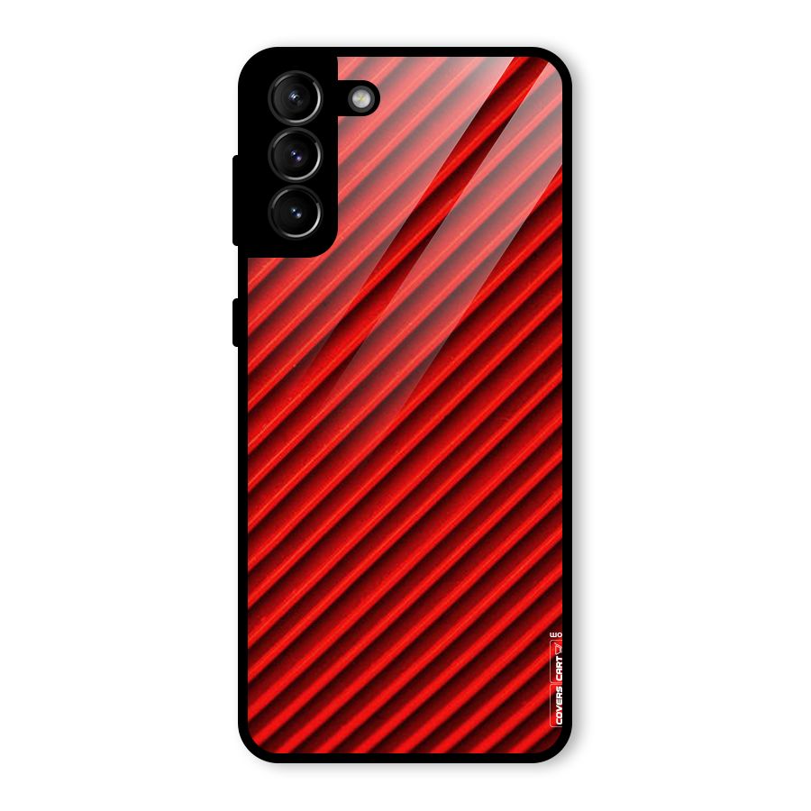 Red Rugged Stripes Glass Back Case for Galaxy S21 Plus