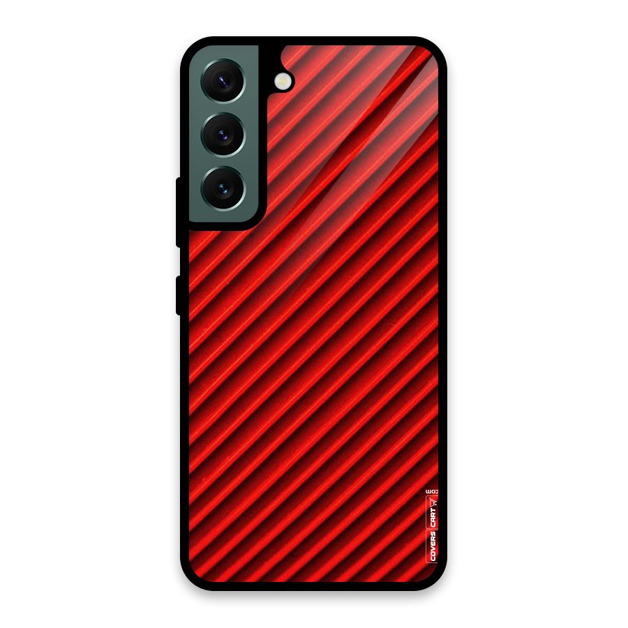 Red Rugged Stripes Glass Back Case for Galaxy S22 5G