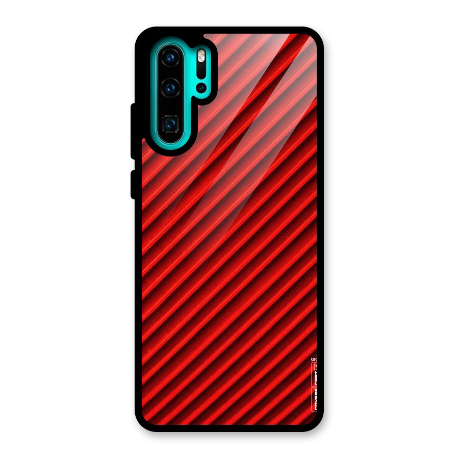 Red Rugged Stripes Glass Back Case for Huawei P30 Pro