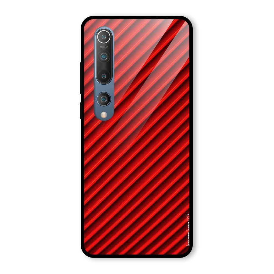 Red Rugged Stripes Glass Back Case for Mi 10