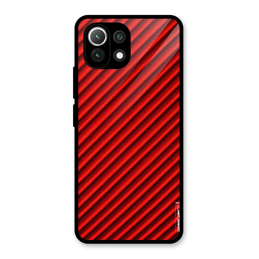 Red Rugged Stripes Glass Back Case for Mi 11 Lite