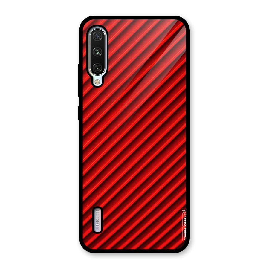 Red Rugged Stripes Glass Back Case for Mi A3