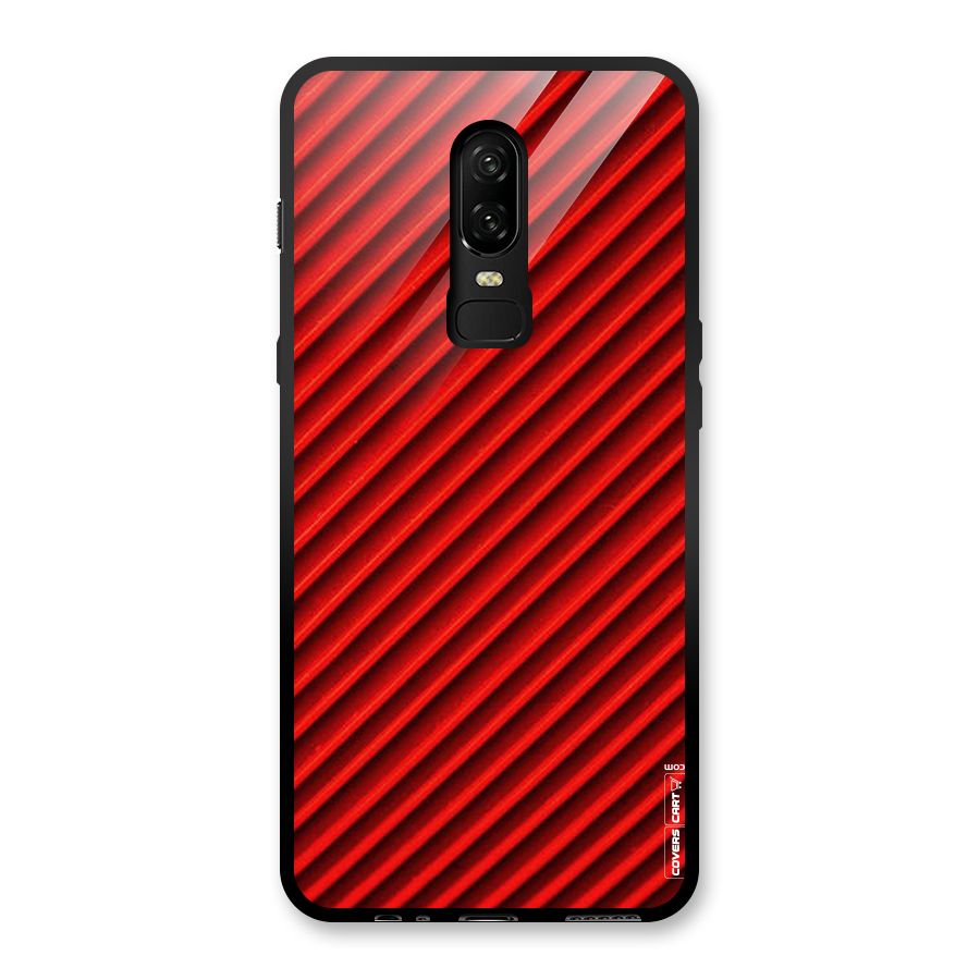 Red Rugged Stripes Glass Back Case for OnePlus 6