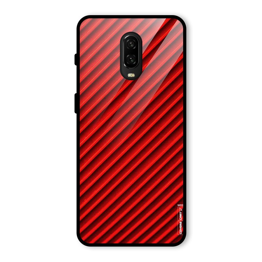 Red Rugged Stripes Glass Back Case for OnePlus 6T