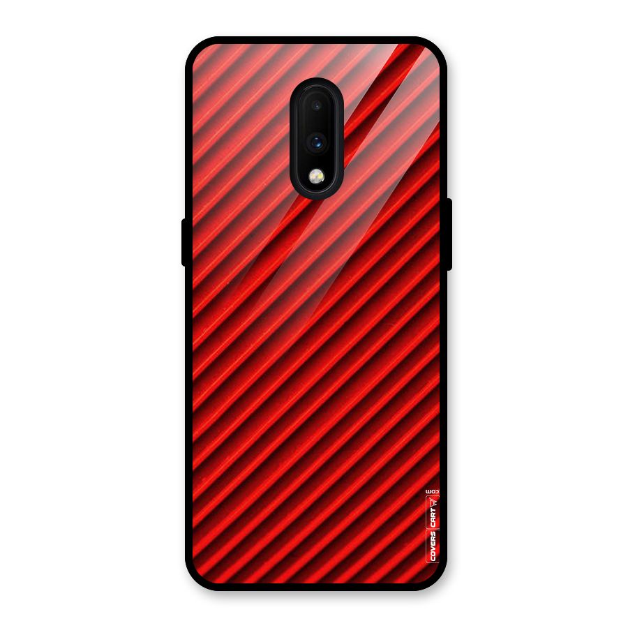 Red Rugged Stripes Glass Back Case for OnePlus 7