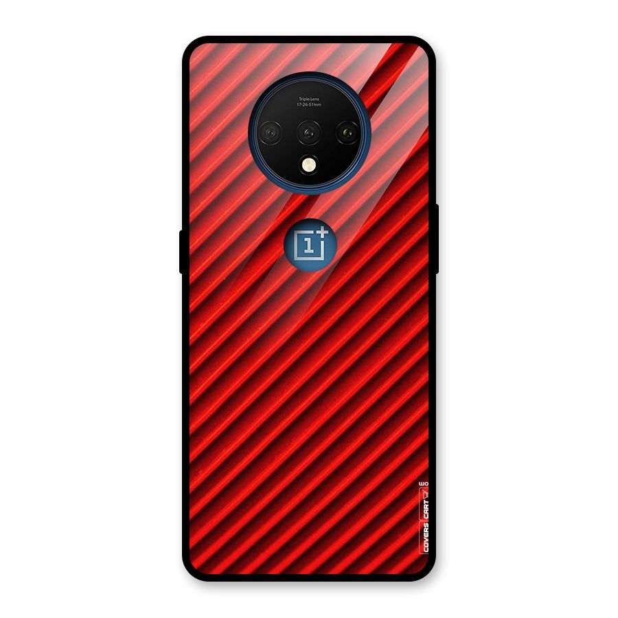 Red Rugged Stripes Glass Back Case for OnePlus 7T