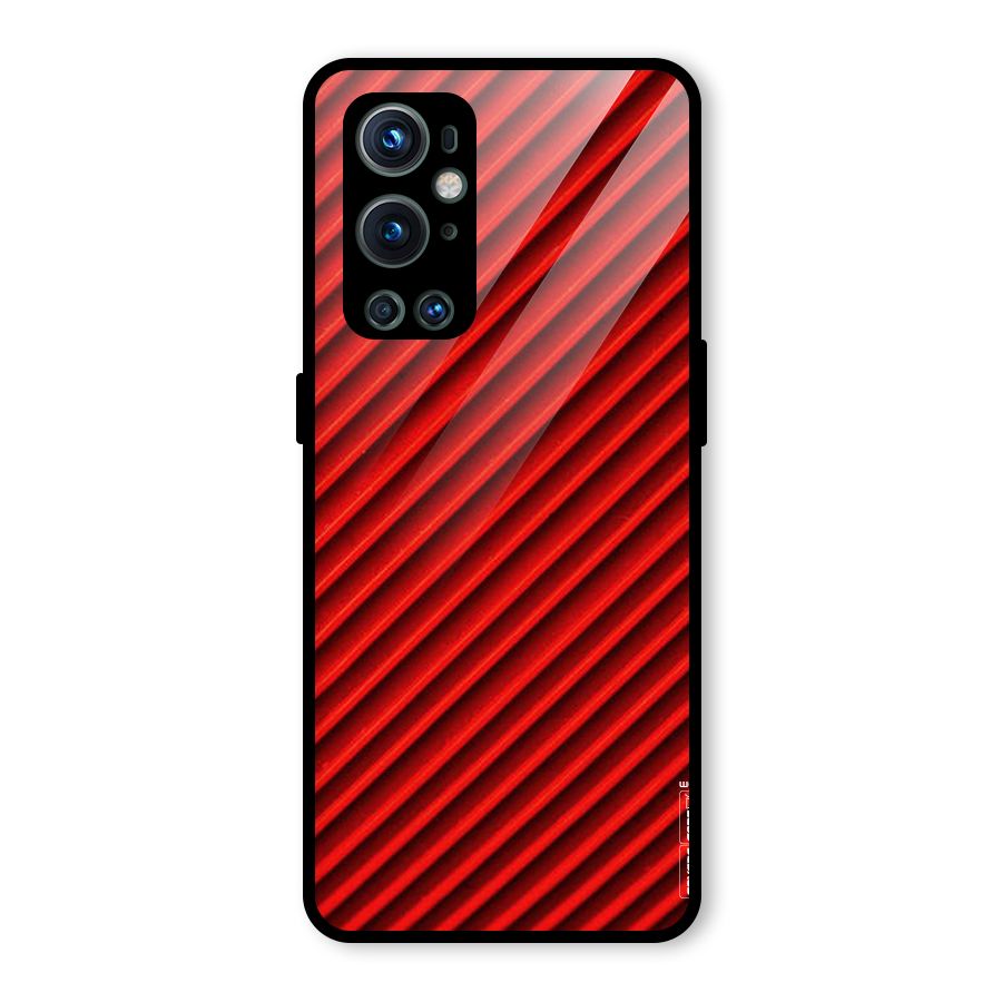 Red Rugged Stripes Glass Back Case for OnePlus 9 Pro