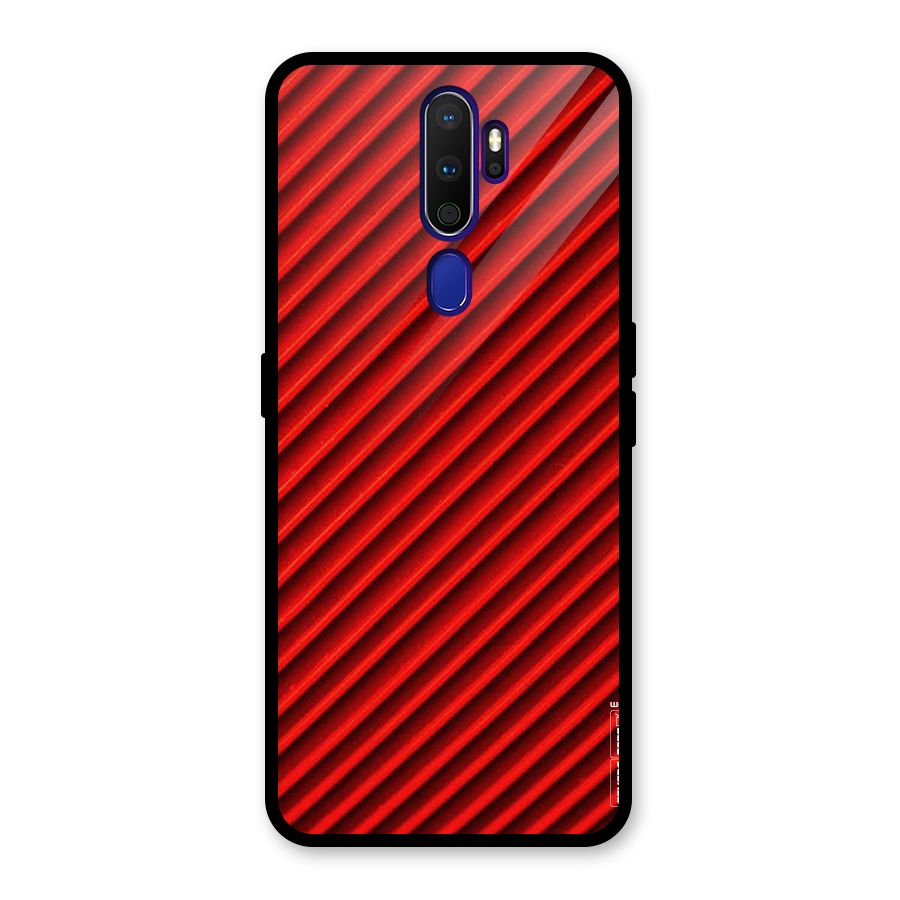 Red Rugged Stripes Glass Back Case for Oppo A9 (2020)