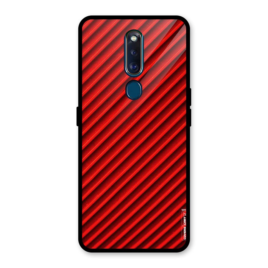 Red Rugged Stripes Glass Back Case for Oppo F11 Pro