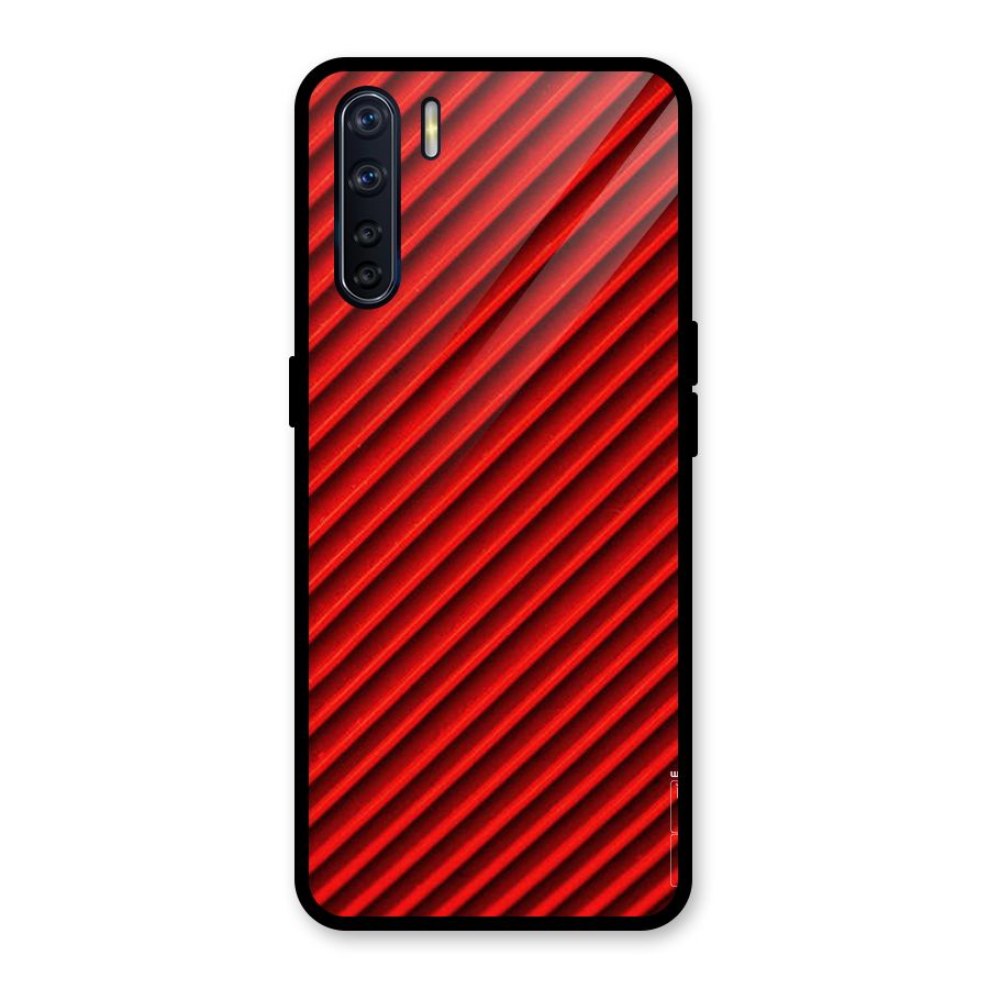 Red Rugged Stripes Glass Back Case for Oppo F15