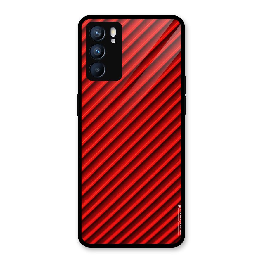 Red Rugged Stripes Glass Back Case for Oppo Reno6 5G