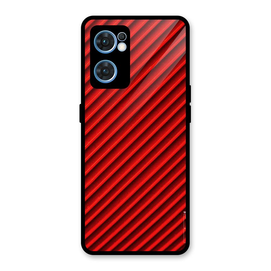 Red Rugged Stripes Glass Back Case for Oppo Reno7 5G