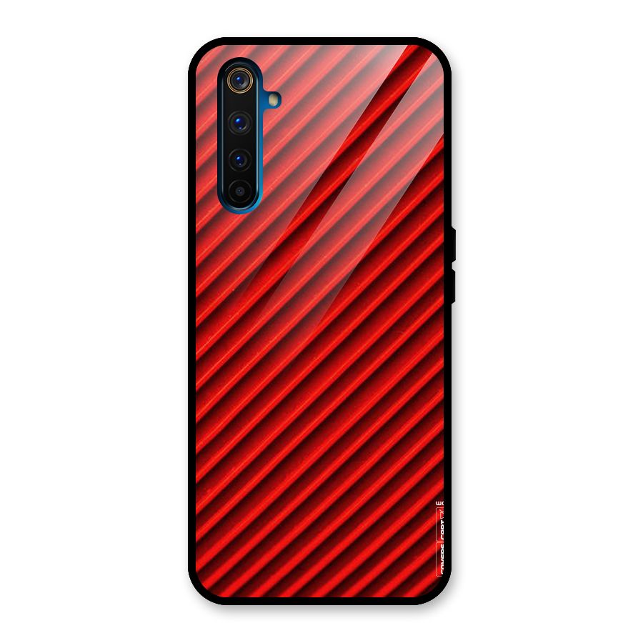 Red Rugged Stripes Glass Back Case for Realme 6 Pro