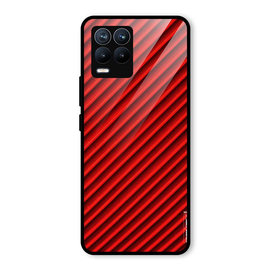 Red Rugged Stripes Glass Back Case for Realme 8 Pro