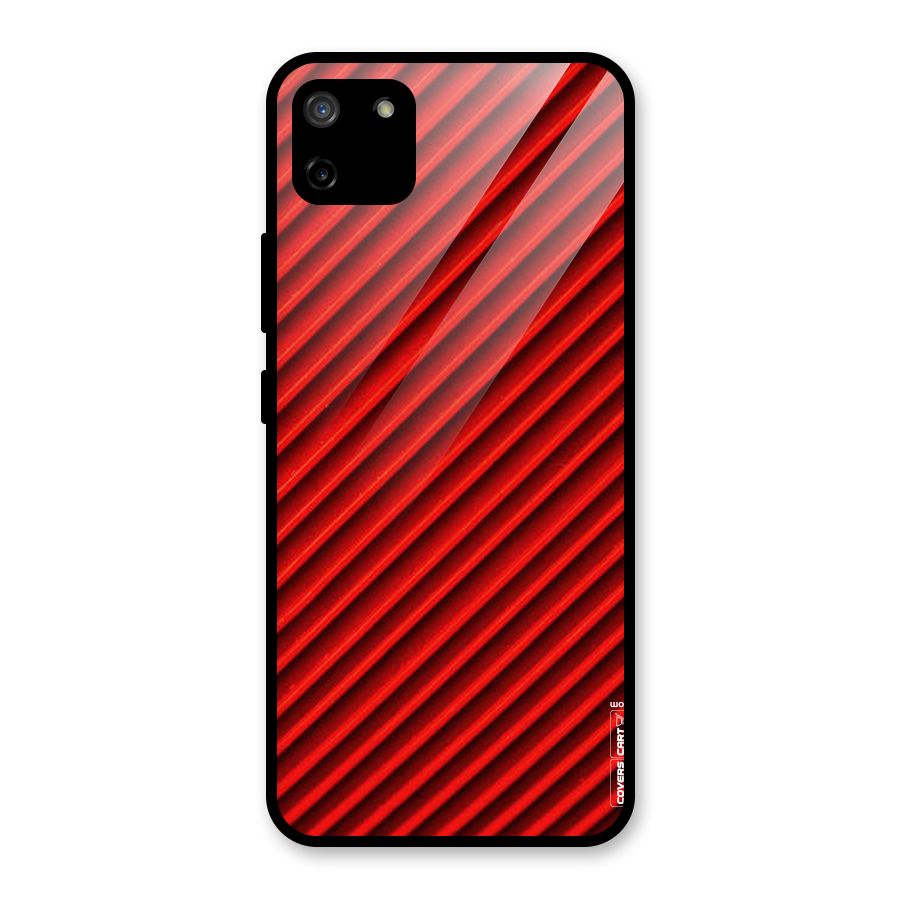 Red Rugged Stripes Glass Back Case for Realme C11
